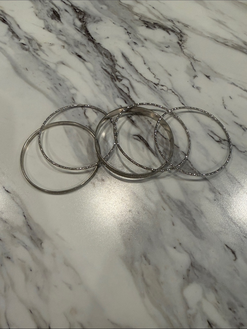 Silver Tone Crystal Accent Bangle Bracelet Set - 6 Pack